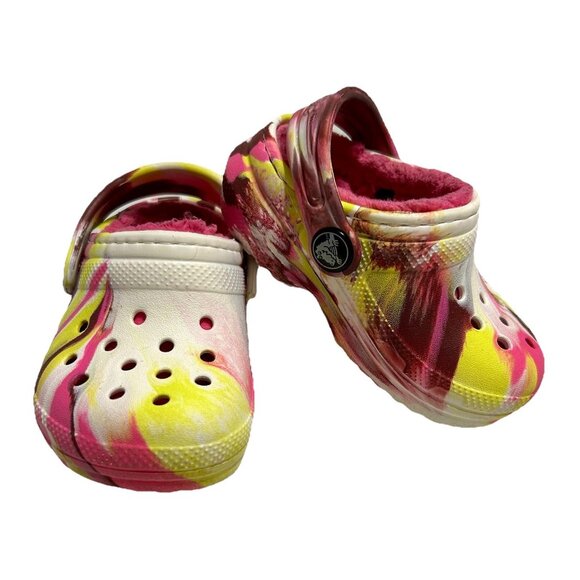Crocs Tie Dye Pattern Pink Lined Toddler Kid’s Size 5 - Picture 1 of 7